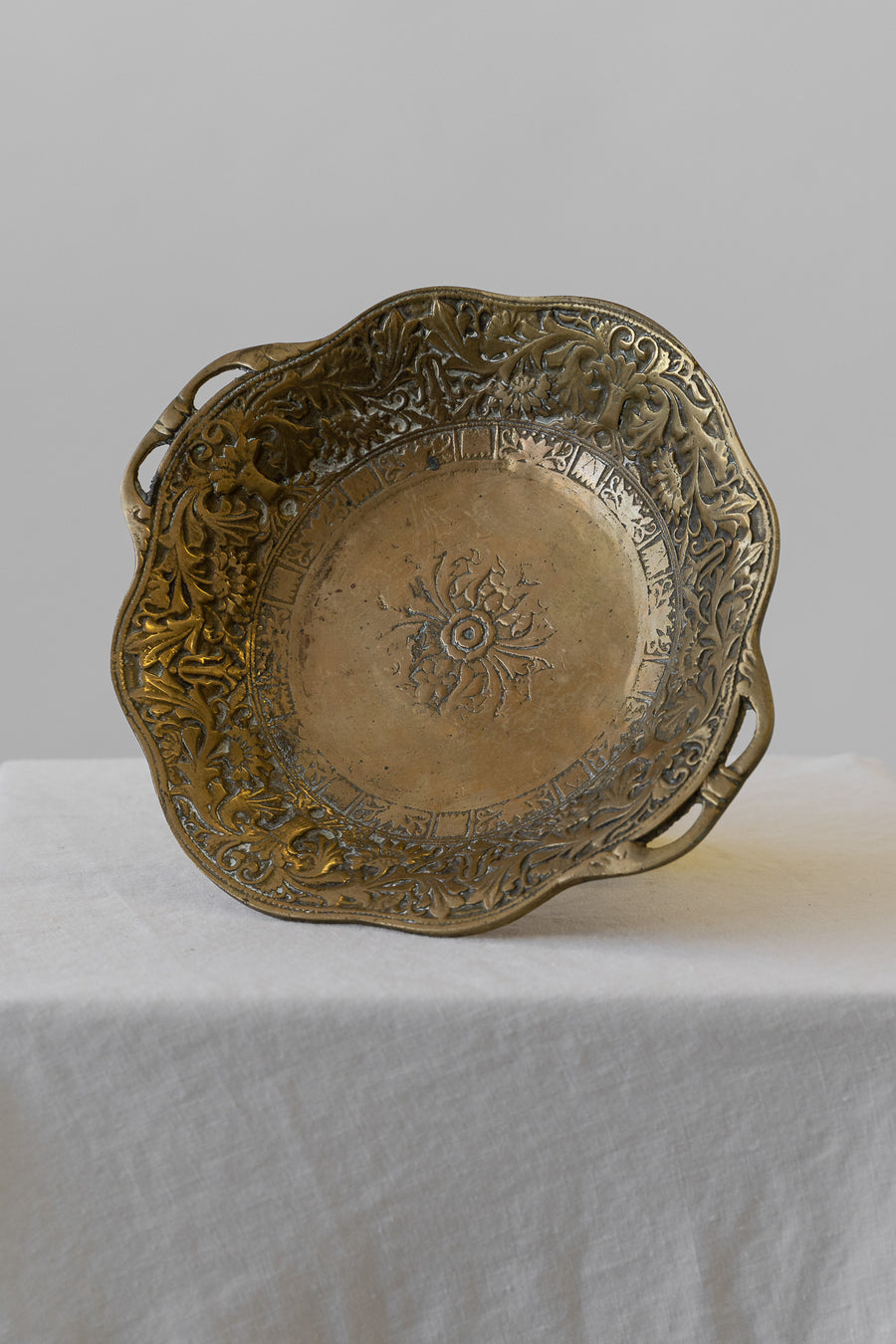 Antique Etched Brass Dish