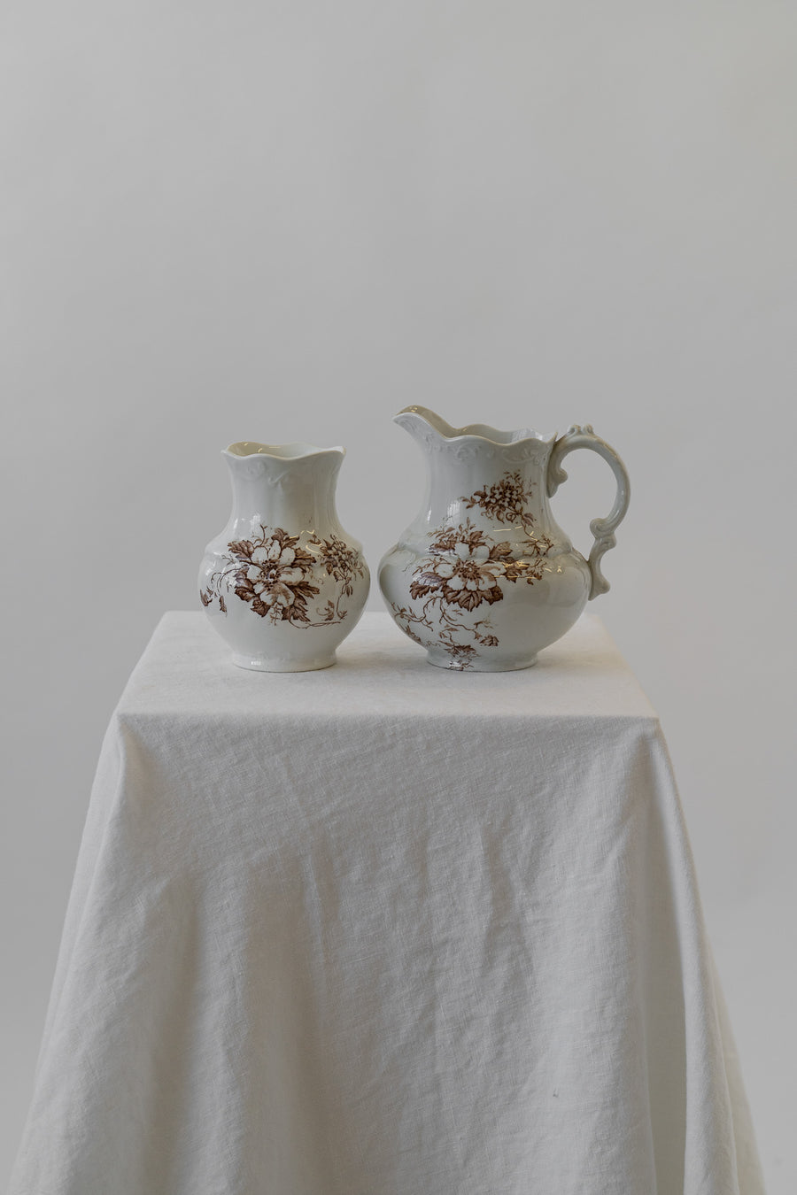 Pair of Toile Du Jouy Pitchers